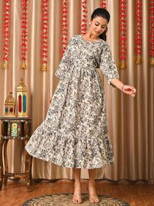 Approvisionnement en gros Robe midi confortable et élégante en coton, ajustée et évasée pour les sorties d'été, disponible au prix d'exportation - Product Image 4