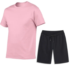 Ensemble T-shirt et short d'été en coton respirant de grande taille Ensemble unisexe deux pièces avec logo personnalisé pour hommes - Product Image 6
