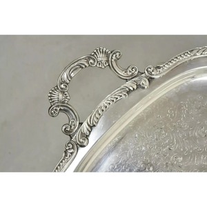 Plateau de service festonné en argent plaqué, plateau de service ajouré, plateau plaqué, style vintage anglais en argent plaqué victorien - Product Image 5