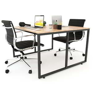Escritorio Modular HBMN011 para 2 Personas, 120x120cm, Diseño Moderno Minimalista en Forma de L, Madera de Caucho con Patas de Montaje, para Oficina en Casa - Product Image 3