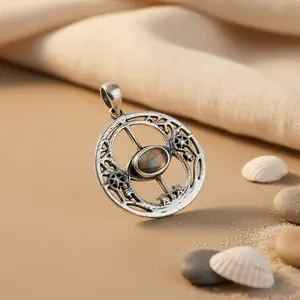 Collar con Colgante de Labradorita en Oro Rosa Hecho a Mano para Mujer - Plata 925 - Product Image 1