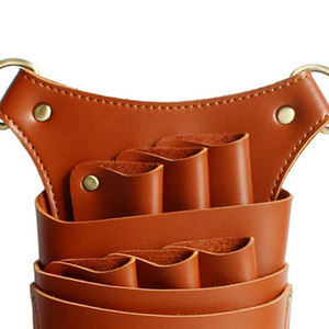 Estuches de cuero originales más vendidos para salón de peluquería de cuero genuino 1 tijera bolsa de seguridad cierre a presión logotipo personalizado - Product Image 5