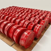 Tuyau plat enroulable KHi 1 pouce en caoutchouc/PVC rouge 25 mm haute pression 30 m/50 m, installation facile pour évacuation d'eau, irrigation, lutte contre l'incendie