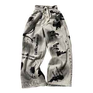 New <b>Fleece</b> Sweatpants Wholesale Customize Distressed Flared Pants <b>Trousers</b> Custom Embroidery - Product Image 4