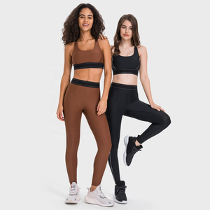 Vente en gros de soutiens-gorge de sport couleur épissure leggings de yoga respirants ensembles de fitness de gymnastique - Product Image 1