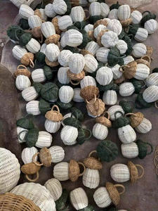 Conjunto de adornos de árbol de Navidad de mimbre natural ecológico Boho granja vacaciones decoración Navidad colgante decoración al por mayor - Product Image 3