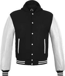 Custom High Quality Plus Size Varsity Jackets Stand Breathable Wool Body Fleece Sleeves CollegeBaseballjacket for men - Product Image 5