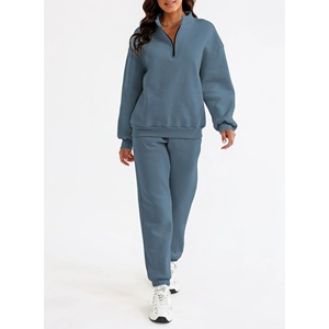 2025 / 2026 luxe mode broderie hiver Streetwear solide dames survêtements ensemble haute qualité poids moyen coton/Polyester - Product Image 4