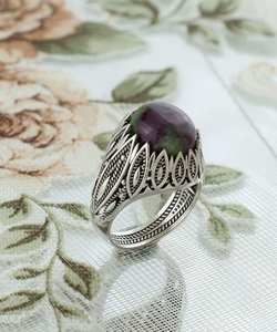 Độc Đáo Của <span class=keywords><strong>Ruby</strong></span> Zoisite Đồ Nư Đồ Nư Nhẫn 925K Sterling Silver Handmade Phụ Nữ Của Cocktail Vòng Cổ Điển Thiết Kế Hoa Món Quà Đặc Biệt Cho Cô - Product Image 3