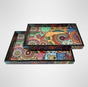 Bandeja de servicio impresa de madera de alta calidad para restaurantes y uso doméstico Bandeja de servicio hecha a mano Eid Festival - Product Image 3