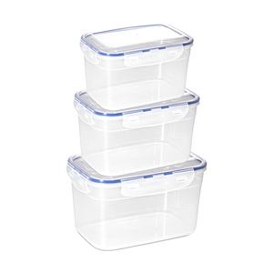 Transparent Airtight BPA-Free Eco-Friendly <b>Plastic</b> Food Storage Container Set Blue Silicone Gasket 3 Locking <b>Lids</b> Kitchen - Product Image 1