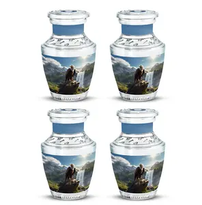Urne funéraire grande taille avec vue sur la montagne pour les cendres humaines crémées - Product Image 3