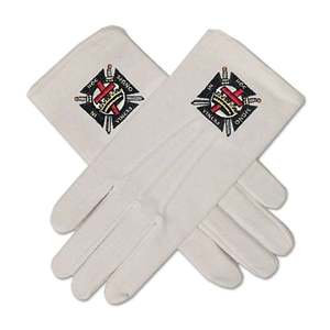 Guantes Masónicos de Algodón Blanco con Bordado de Compás y Cuadrado Azul y Amarillo para Uso Diario y al Aire Libre - Product Image 3
