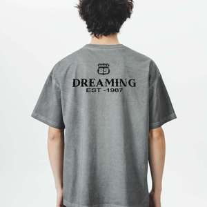 เสื้อยืดแขนสั้นผู้ชายสไตล์วินเทจ ย้อมสีฟอกสี ทำจากผ้าฝ้ายออร์แกนิคถักน้ำหนัก 220 กรัม สไตล์สตรีทแวร์ รับผลิตตามสั่ง ขายส่ง - Product Image 2