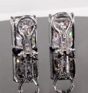 Hermosos pendientes de moissanita de plata esterlina blanca de corte radiante con perla personalizada True Source Jewelry Gift para ella - Product Image 3