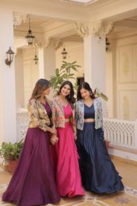 Latest Designer Outfit Attractive Chinnon Lehenga Choli &amp; Koti With Chain Attached and Hexagon Tussels &amp; Dori Work Woman Fashion - Product Image 5