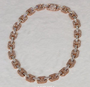 Cadena de eslabones de Plata de Ley 925 de lujo 14K chapado en oro rosa VVS Moissanite diamante estilo Hip-Hop collares de diamantes para Unisex - Product Image 6