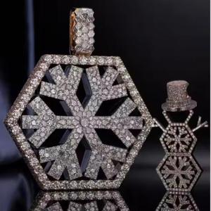 Moissanite VVS Collier pendentif diamant glacé coupe ronde Style Hip Hop clouté pour les fêtes en argent sterling 925 - Product Image 4