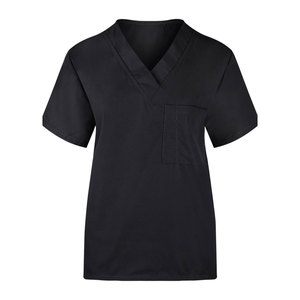 Ensemble de gommage médical unisexe solide pour femmes Top à col en V Pantalon Cargo Noir M. - Product Image 4