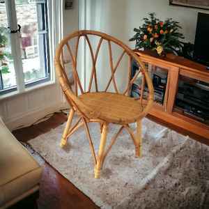 Silla de salón de diseño artístico para sala de estar, silla de ratán con pétalos, sillas de flores de bambú para bebés para habitación de niños pequeños - Product Image 2