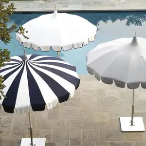 Custom Wholesale Outdoor Large Pagoda California Umbrella 8.5 Foot, Luxury Round Market Poolside Patio Beach Resort Sun Parasol