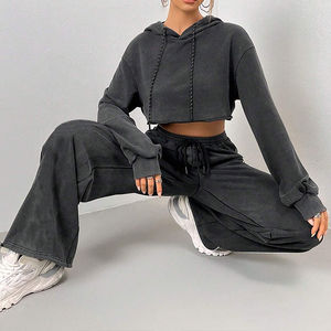 Joggers de mode d'hiver pour femmes cordon de serrage taille élastique doux chaud polaire pantalons de survêtement avec poches et sweat-shirts - Product Image 4