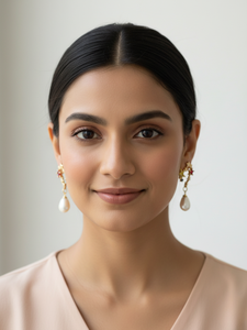 Boucles d'oreilles en forme de cœur en perles d'eau douce, boucles d'oreilles en perles multicolores, design féminin de niche, boucles d'oreilles pendantes en perles de couleur naturelle - Product Image 3