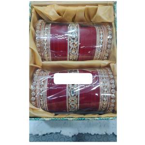Premium Quality Red and White Bridal <b>Chura</b> Set Beautiful Wedding Bangles with Custom Packaging from India - Product Image 1