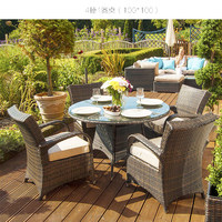 Ensemble table et chaise 1 place en rotin moderne, élégant, imperméable et durable pour l'extérieur – Mobilier de loisirs confortable et empilable pour cour