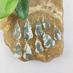 Colgante de Ágata Musgosa Natural de 23-21 mm, Forma Irregular, Envuelto en Alambre, Collar de Plata de Ley 925, Certificado por Terceros, Proveedor Directo - Product Image 6