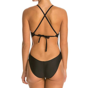 Maillot de bain une pièce pour femme, nouvelle conception, couleur unie, grande taille, vêtements de plage, 1 pièce, vente en gros OEM - Product Image 3