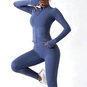 Conjunto de Yoga de 3 Piezas para Mujer, Transpirable y Ligero, con Cintura Elástica, Color Sólido, Logotipo Frontal, 100% Algodón, Servicio OEM Personalizable - Product Image 4