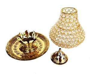 Big Brass Crystal Diamond Magical Diya <b>Lantern</b> Diya Brass Oil Puja <b>Lamp</b> - Product Image 2