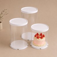 Boîtes à gâteaux de 4/6/8/10 pouces avec couvercle en PET haute transparence et base en carton blanc épaissi pour gâteaux, cadeaux, poupées et présentations
