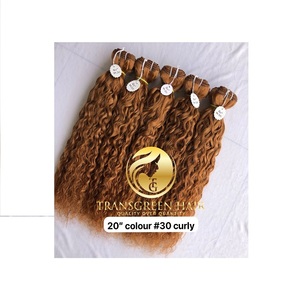 Top mejor calidad #30 Color crudo rizado al por mayor paquete crudo indio templo directo de la India máquina doble trama vendedores de cabello humano - Product Image 1