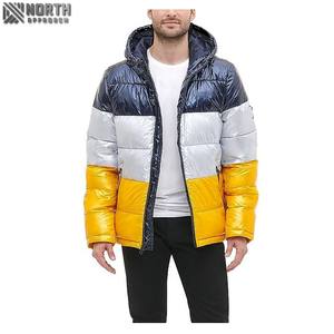 Veste matelassée pour hommes de haute qualité avec col montant tissu d'hiver à capuche multicolore décoration de motif d'impression de Logo personnalisé - Product Image 6