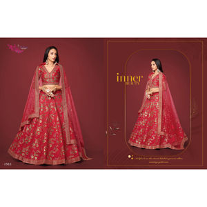 Prix de gros de haute qualité rouge Lehenga Choli Premium conception spéciale pour les fêtes et les mariages - Product Image 1