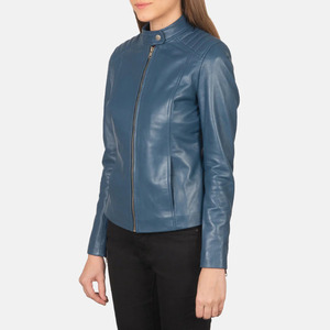 Veste de motard en cuir véritable pour femmes, coupe ajustée, pour l'automne et l'hiver, avec doublure douce, vêtements d'extérieur élégants et confortables. - Product Image 2