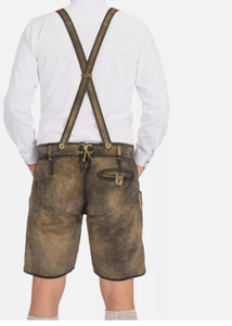 Élégant hommes bavarois Lederhosen véritable cuir de vache fendu pantalon boutons fermeture avant côté arrière poches latérales - Product Image 4