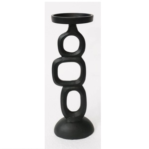 Porte-bougie votif en aluminium coulé brut, finition nickel antique, style bambou, fait main, décoratif, conçu pour la maison moderne - Product Image 3