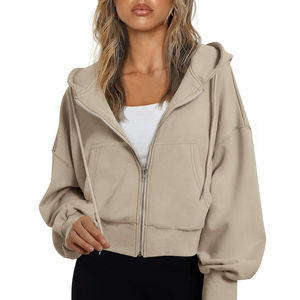 Sweat à capuche de course court pour femme, confortable, épais, thermique, léger, en polaire non doublé, design original, écologique, en 2026 - Product Image 1