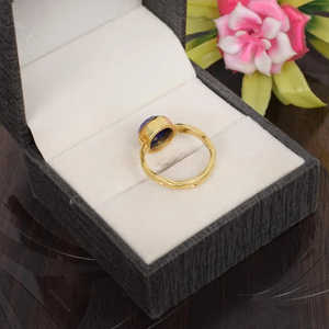 Anillo de declaración hecho a mano de Plata de Ley 92,5, piedra preciosa de lapislázuli Natural, chapado en rodio de platino, estilo de moda fina - Product Image 1