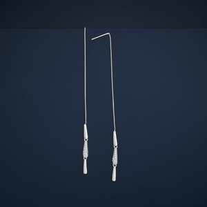 92.5 <b>Silver</b> <b>Drop</b> <b>Earrings</b> with Diamond and Zircon Trendy Pendant Design for Party & Gift 183087 - Product Image 3