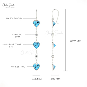 Conjunto de bisel redondo 2mm pendientes llamativos de diamantes blancos 14K oro sólido azul suizo pendientes nupciales Joyería Al por mayor fábrica directa - Product Image 4