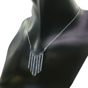 Nuevo Diseño, Collar con Colgante de Diamantes Naturales de Corte Redondo Blanco Azul de 1.72ct, Plata 925, Cadena de Eslabones Clásica para Mujer - Product Image 3