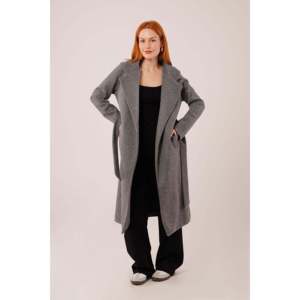 Manteau long en laine mélangée anthracite doublé pour femme Lustrin - Élégante veste d'hiver en gros pour femmes - Product Image 3