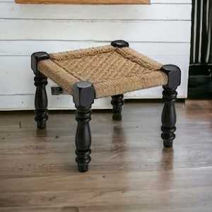 Decorativo cuadrado floral forma marrón artesanía madera Pooja Chowki Patla para sentarse para Pooja sala de estar hueso incrustaciones consola - Product Image 2