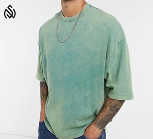 Camisetas coloridas de lavado ácido para hombre de alta calidad, camisetas de lavado ácido desteñidas al sol desgastadas de peso pesado para hombre - Product Image 5