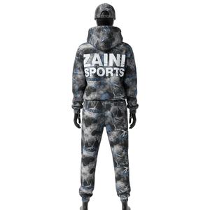 <b>Women</b> Tracksuit Premium Brushed <b>Fleece</b> 280 GSM Cotton Polyester <b>Grey</b> Blue Printed Panels Custom Logo Outfit Tracksuits Plus size - Product Image 2