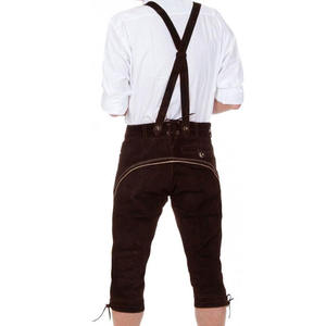 Nuevo diseño Color liso bordado cuero de vaca Lederhosen por encima de la rodilla correas ajustables cultivos espalda bávaro Unisex - Product Image 4